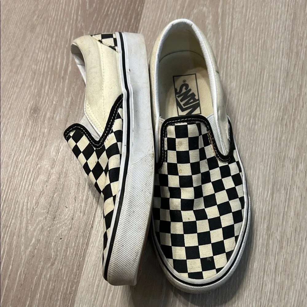 Vans Classic Checkerboard Slip On Black and Off White Unisex Sz 9 - Picture 5 of 5